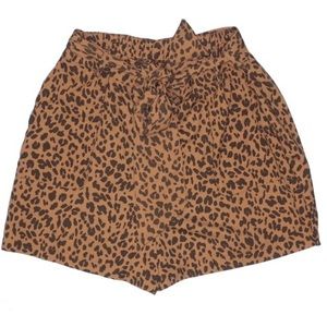 Leopard Tie-Belt Shorts